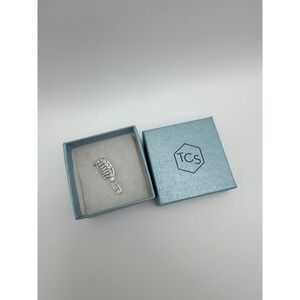 TCS‎ Silver Comb Tac Pin Rhinestone Hair Stylist Lapel Brooch NWT